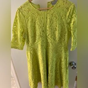 Lime green/yellow lace ASOS maternity dress